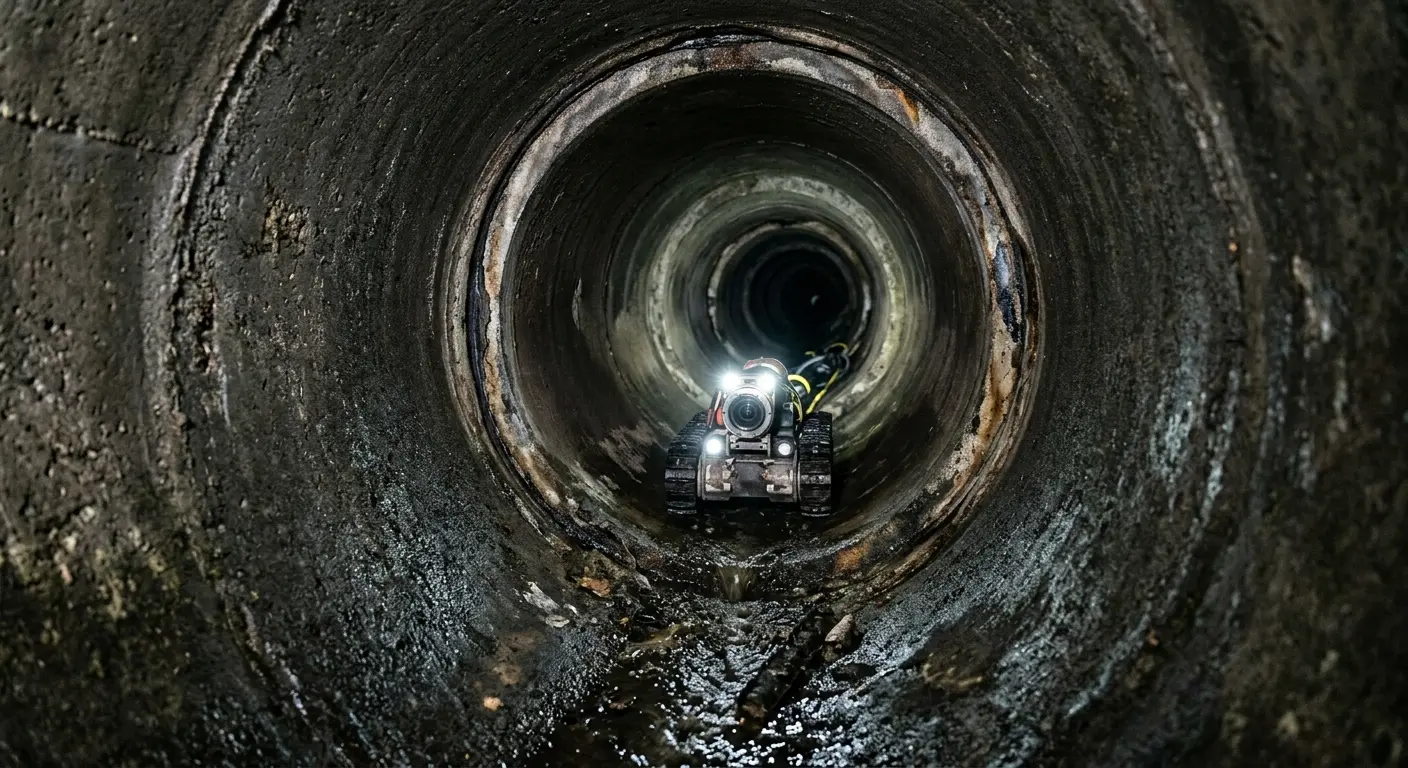 Robotic sewer camera inspecting pipe interior for Drain Snake Service in Sitka